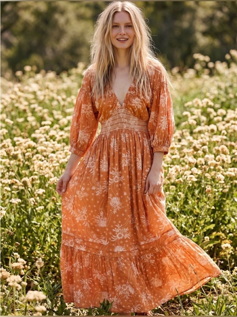 Free People Golden Hour Maxi Dress in Sand/Neutral Size Small